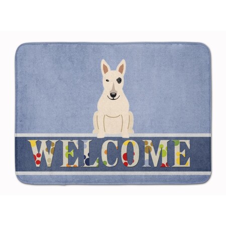 Carolines Treasures Bull Terrier White Welcome Machine Washable Memory Foam Mat BB5719RUG